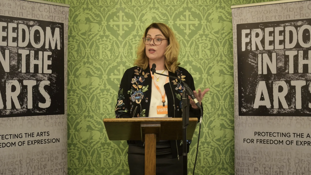 Rosie Kay speaking at the Westminster launch of The New Boycott Crisis.